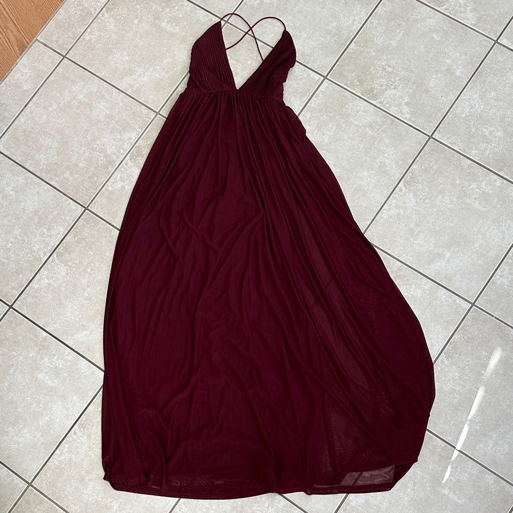 Tobi Burgundy Crisscross Strap Maxi Dress